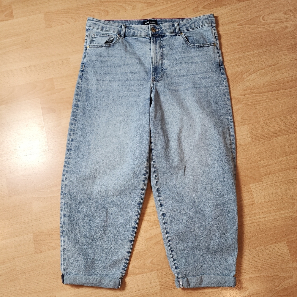 Nautica Stretch Denim Barrel Tapered Cuffed Crop Jeans Women's Size 14